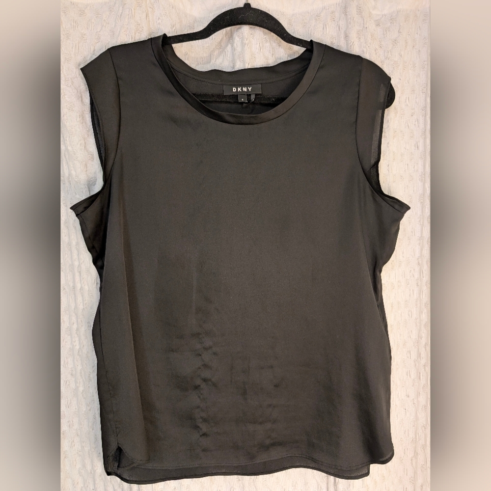 DKNY Silky Black Sleeveless Top, M